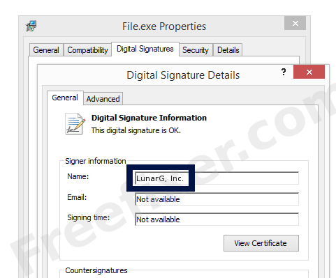 Screenshot of the LunarG, Inc. certificate